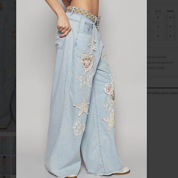 POL Light Blue Flare Jeans with Patchwork - Picture 4 of 7